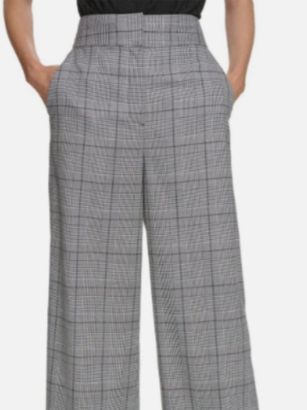 Calvin Klein Glen Plaid Wide Leg Dress Pants